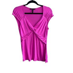 BCBGMaxAzria Fuchsia V Neck CrossWrap Sleeveless Top Size Medium